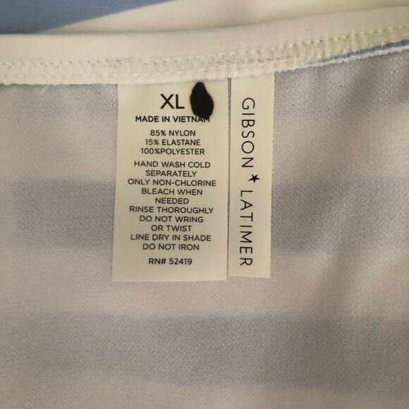 Gibson Latimer NWT Classic Hipster Silhouette Blue White Stripe Bikini Bottom LG - Picture 9 of 11